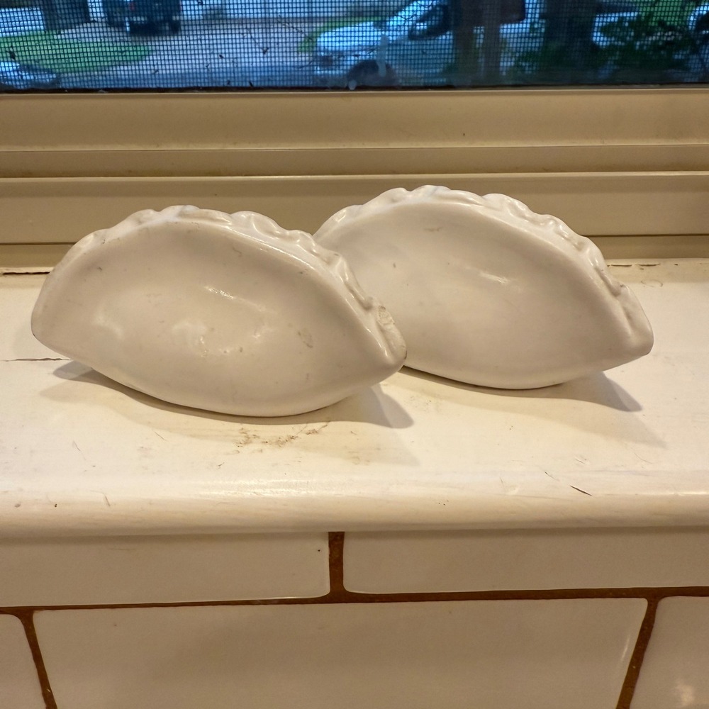 Ceramic Dumpling Salt and Pepper Shakers White Kitchen Decor Cute